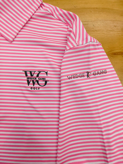 2025 Wedge Gang White & Pink Striped Polo