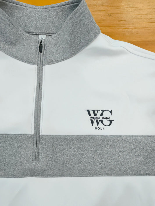 2025 White & Gray Quarter Zip Pullover