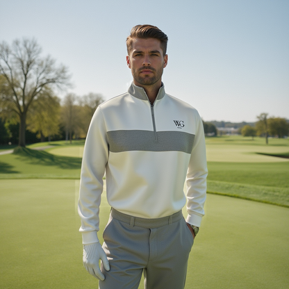 2025 White & Gray Quarter Zip Pullover